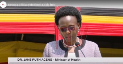 Hon. Minister Dr. Jane Ruth Acheng declaring Uganda Ebola Free in Mubende District western Uganda